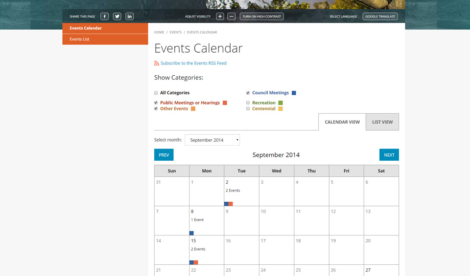 courtenay events page screenshot