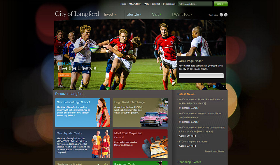 Langford home page screenshot