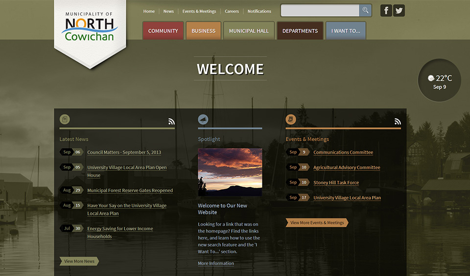 North Cowichan home page screenshot