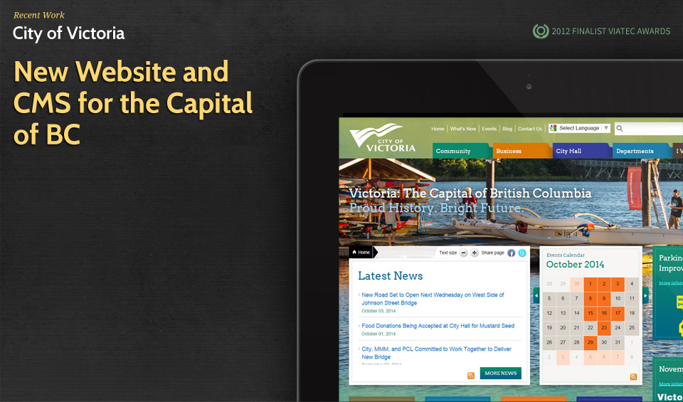 City of Victoria home page screenshot